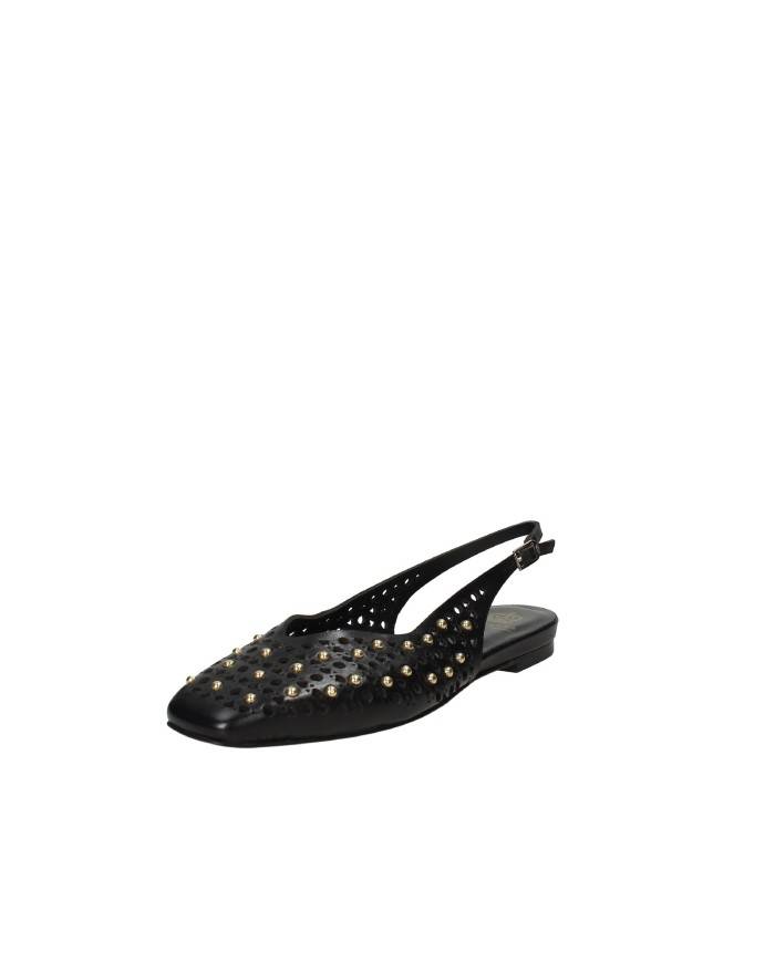 L'Arianna CH2524 Ballerina slingback in pelle traforata Nero