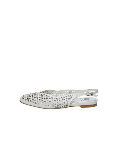 L'Arianna CH2524 Ballerina slingback in pelle traforata Bianco