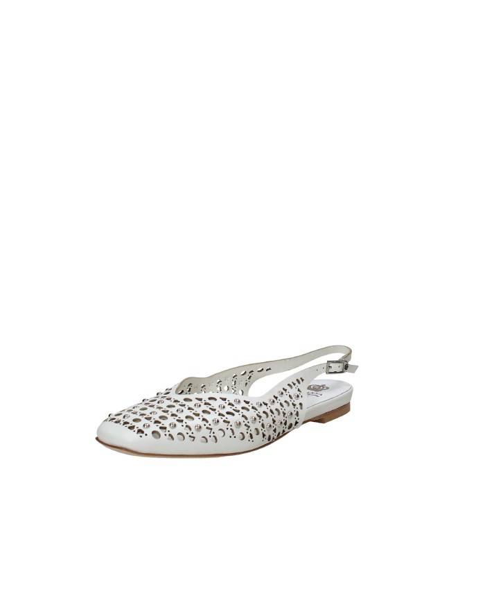 L'Arianna CH2524 Ballerina slingback in pelle traforata Bianco