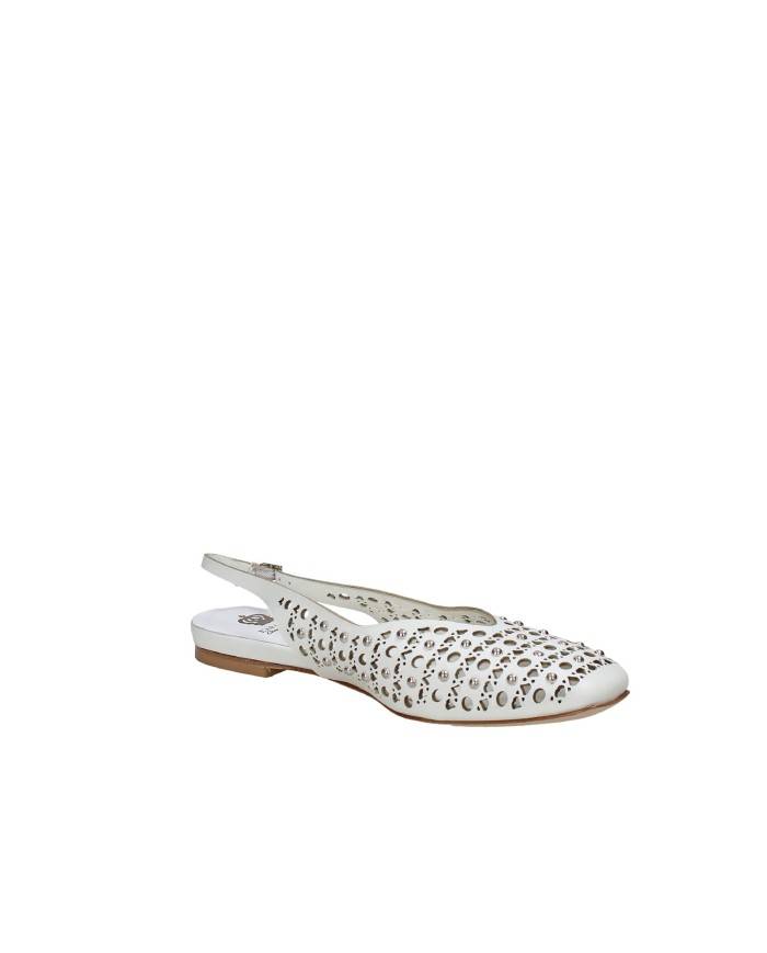 L'Arianna CH2524 Ballerina slingback in pelle traforata Bianco