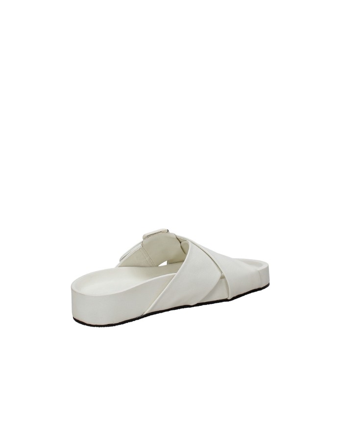 JVAM June Sandalo fussbet con zeppa piatta in nappa Off White