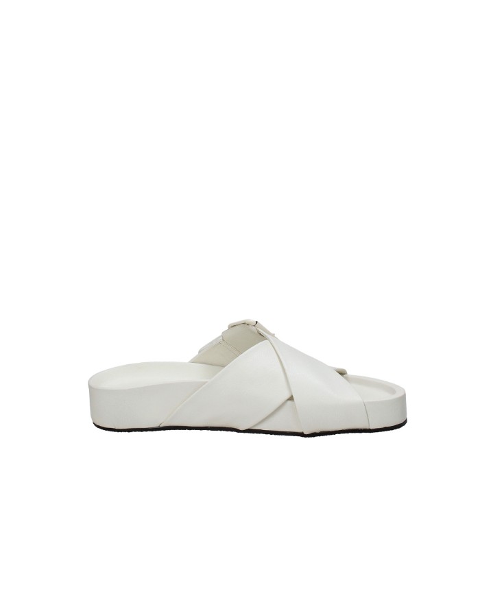 JVAM June Sandalo fussbet con zeppa piatta in nappa Off White