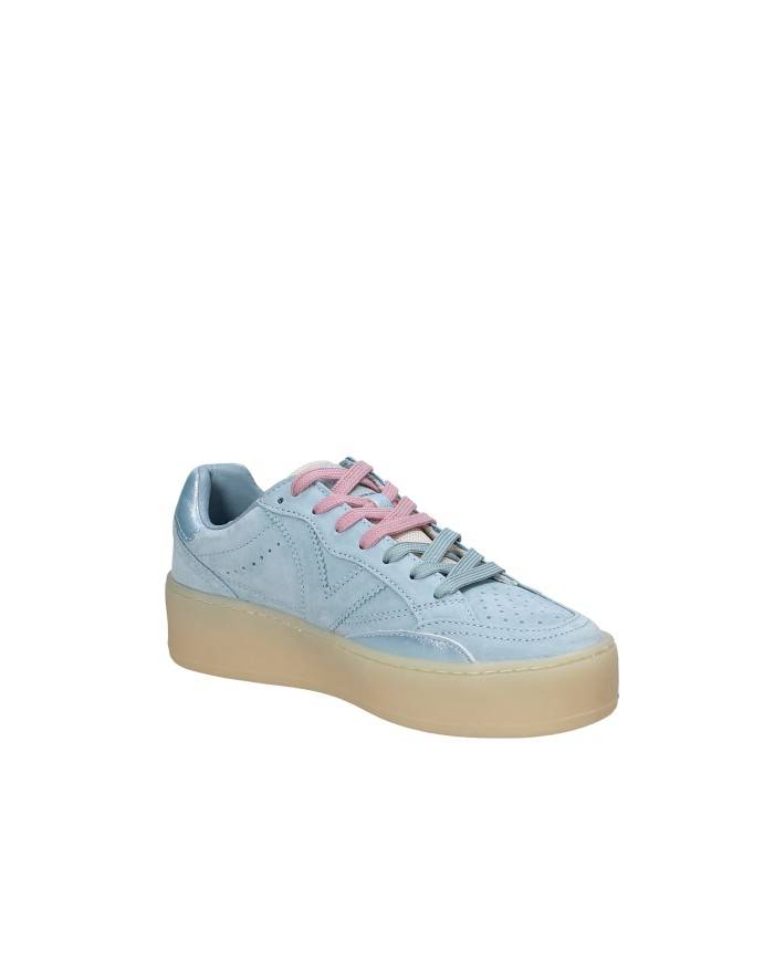Victoria 1265100 Sneaker da donna con plateau in camoscio Celeste
