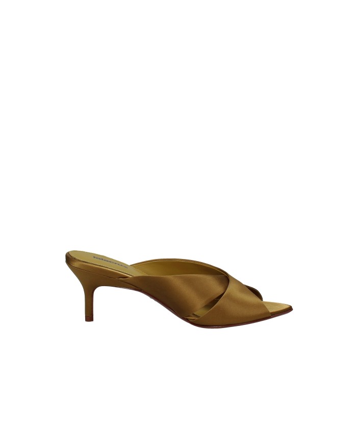 Lola Cruz 123z75bk Sandali alti scalzati in pelle e raso Senape