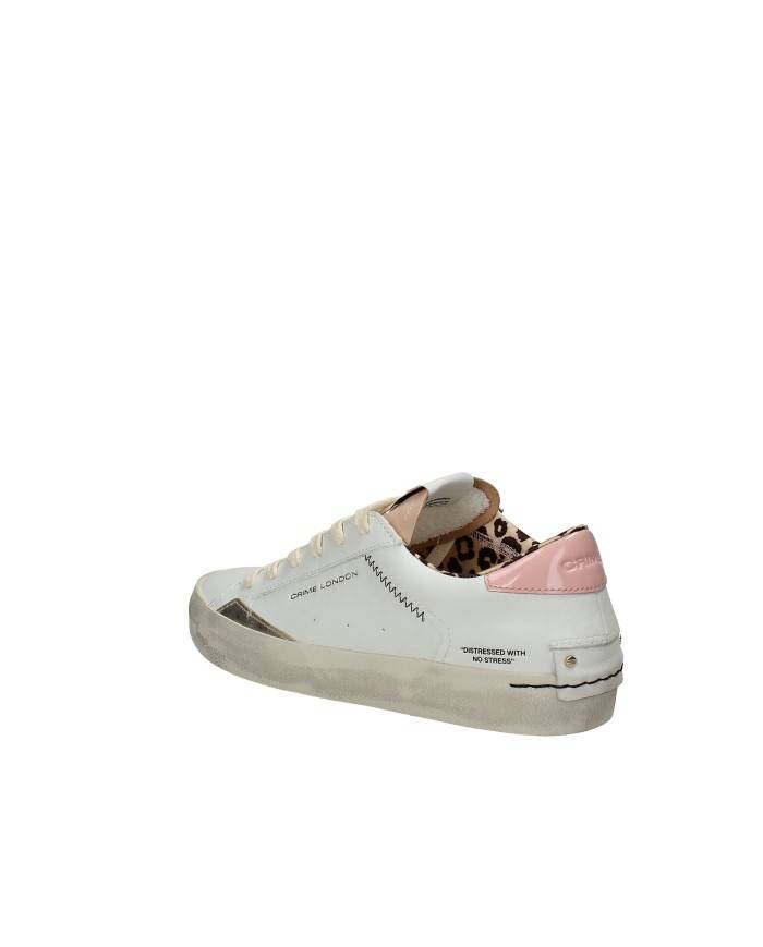 Crime London Distressed.29008 Sneaker basse da donna in pelle Bianco e Nude