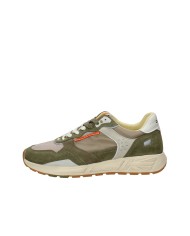 Crime London rush.19603 Sneaker da corsa uomo in pelle tessuto e mesch Verde Militare