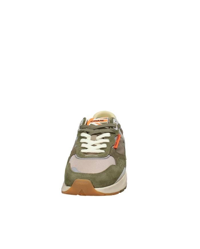 Crime London rush.19603 Sneaker da corsa uomo in pelle tessuto e mesch Verde Militare