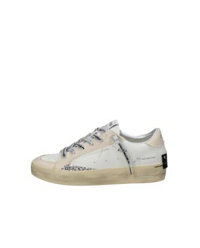 Crime London SKATE.29109 Sneaker bassa da donna in pelle e tessuto Bianco e Beige