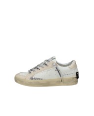 Crime London SKATE.29109 Sneaker bassa da donna in pelle e tessuto Bianco e Beige