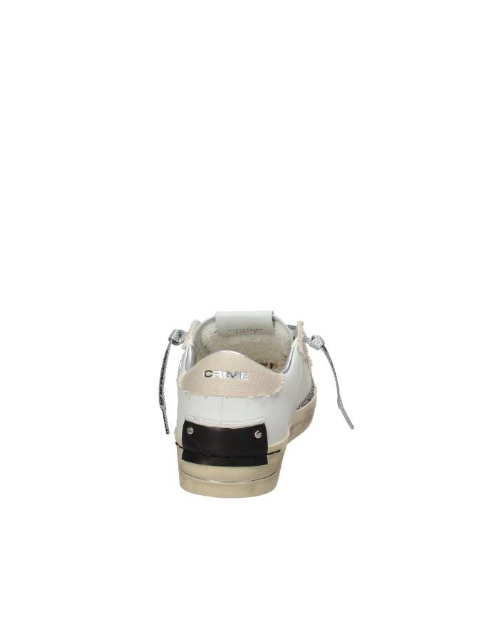 Crime London SKATE.29109 Sneaker bassa da donna in pelle e tessuto Bianco e Beige