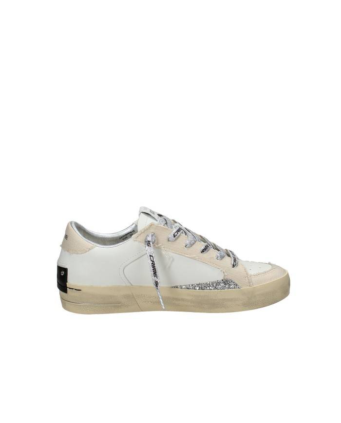 Crime London SK8 deux.29109 Sneaker bassa da donna in pelle e tessuto Bianco e Beige