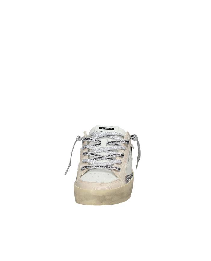 Crime London SK8 deux.29109 Sneaker bassa da donna in pelle e tessuto Bianco e Beige