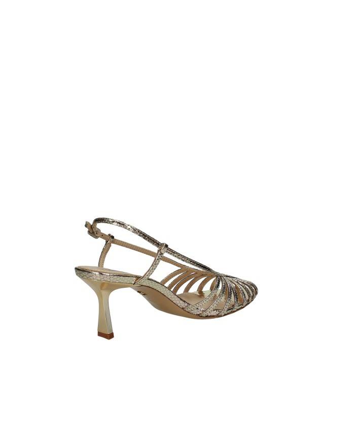 Lola Cruz 134z51bk Sandali alti slingback in pelle laminata Platino