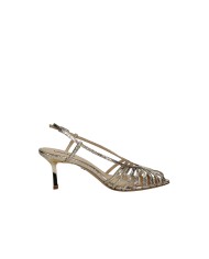 Lola Cruz 134z51bk Sandali alti slingback in pelle laminata Platino