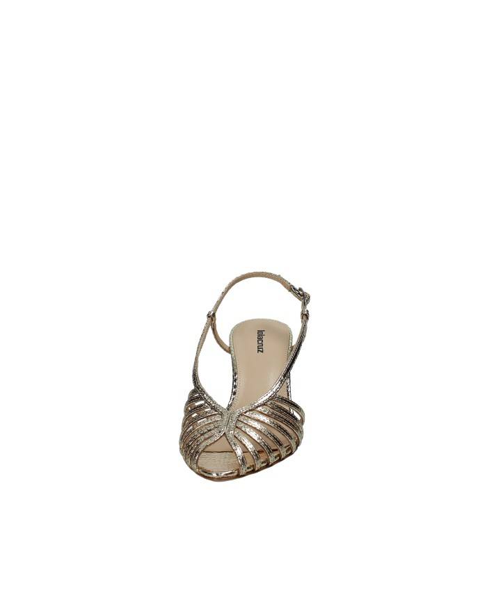 Lola Cruz 134z51bk Sandali alti slingback in pelle laminata Platino