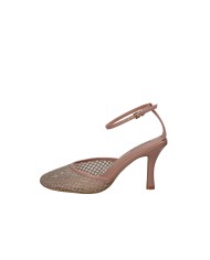 Lola Cruz 181z02bk Décolleté alta spezzata in pelle rete e strass Nude