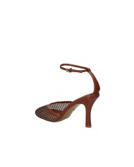 Lola Cruz 181z02bk Décolleté alta spezzata in pelle rete e strass Marrone