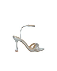 Lola Cruz 264z14bk Sandali con tacco alto in pelle laminata e strass Argento