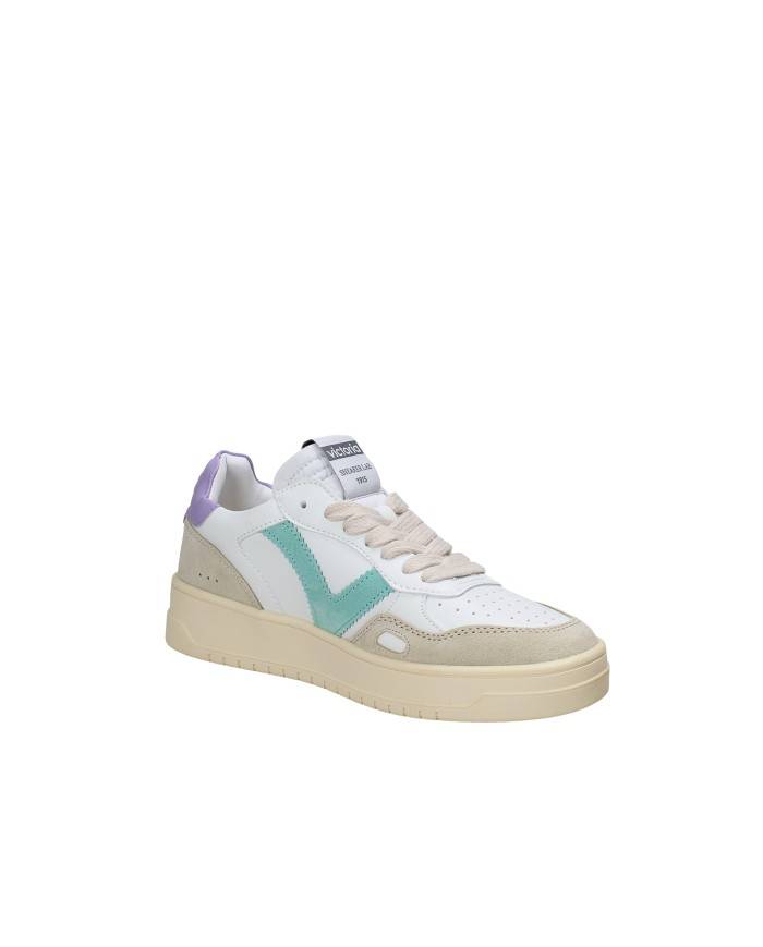 Victoria 1257101 Sneaker sportiva donna in pelle e camoscio Bianco e Beige