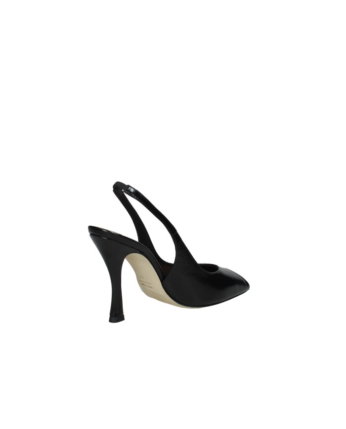 Chantal 3108 Dècollettè slingback alta spuntata in pelle lucida Verlux Nero