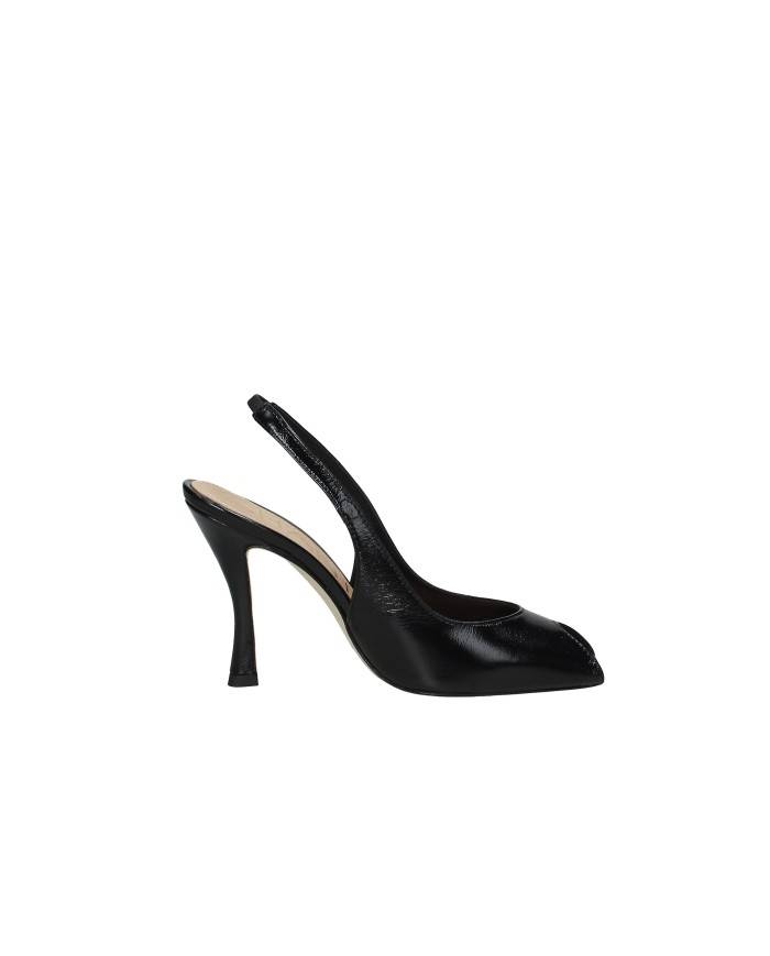 Chantal 3108 Dècollettè slingback alta spuntata in pelle lucida Verlux Nero
