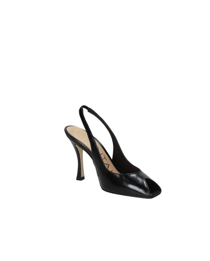 Chantal 3108 Dècollettè slingback alta spuntata in pelle lucida Verlux Nero