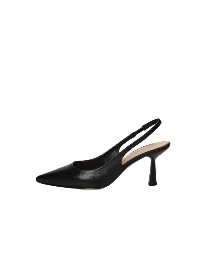 Chantal 3006 Dècollettè slingback alta in vera pelle Nero
