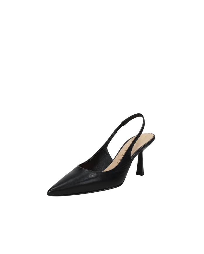 Chantal 3006 Dècollettè slingback alta in vera pelle Nero