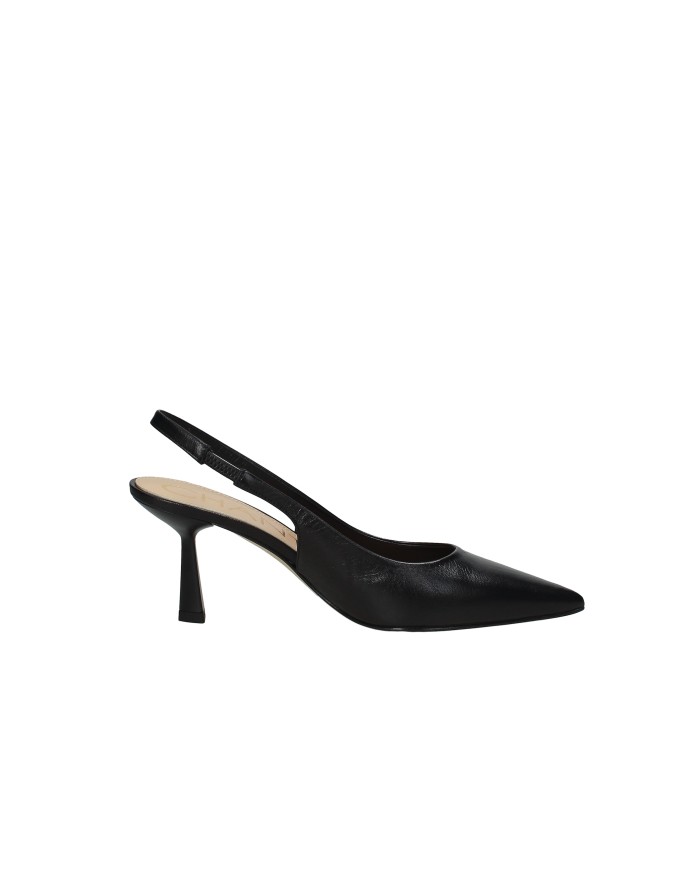 Chantal 3006 Dècollettè slingback alta in vera pelle Nero