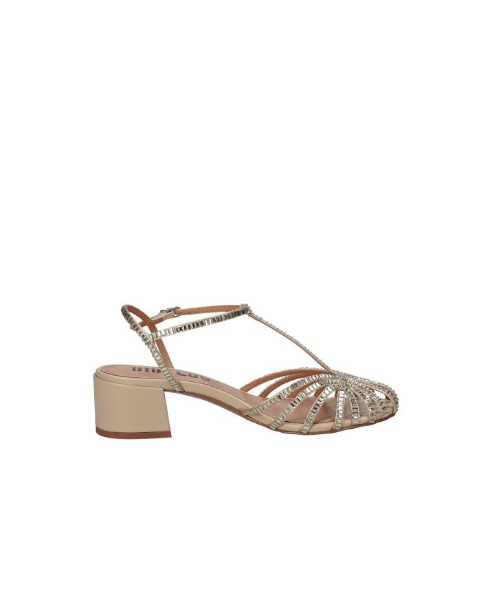 Bibi Lou 561z75vk Sandali con tacco in pelle e strass Beige