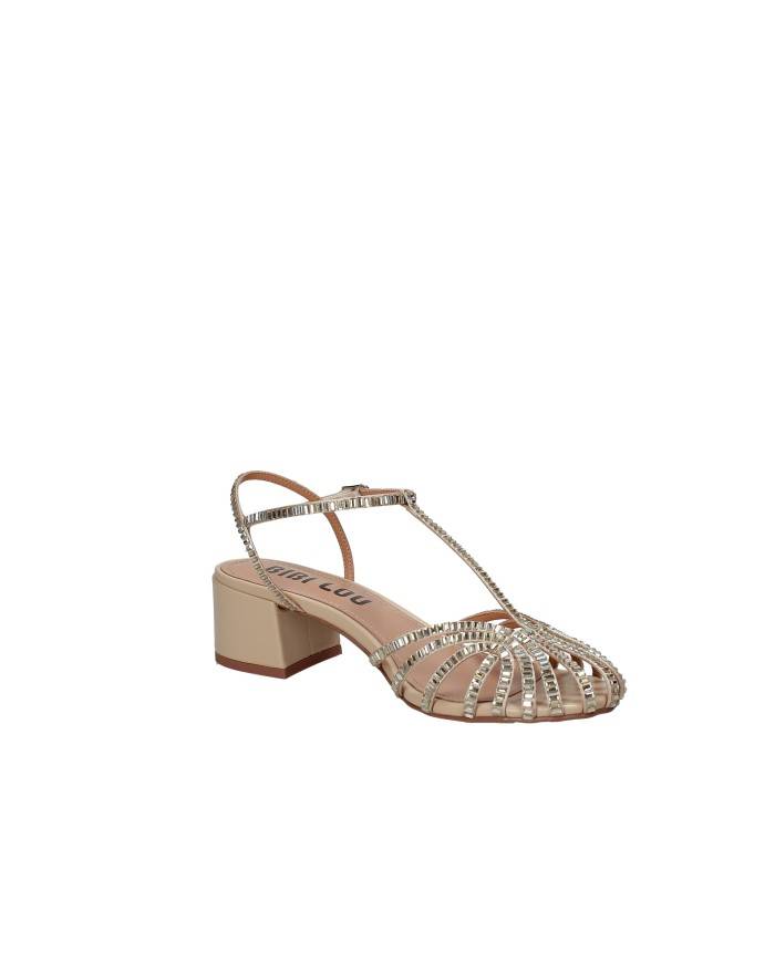 Bibi Lou 561z75vk Sandali con tacco in pelle e strass Beige