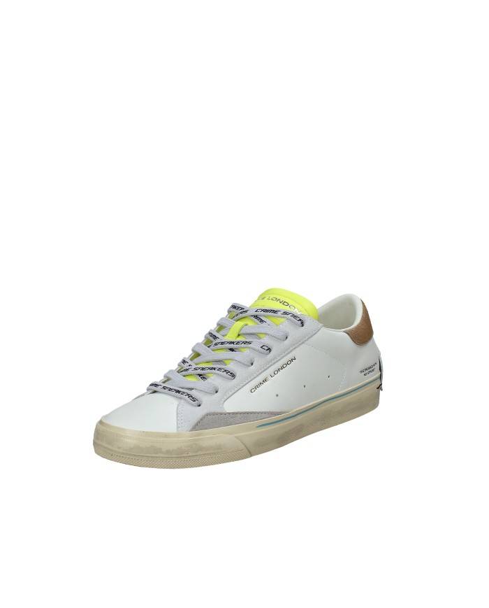 Crime London distressed.19051 Sneaker basse da uomo in pelle Bianco e Tan