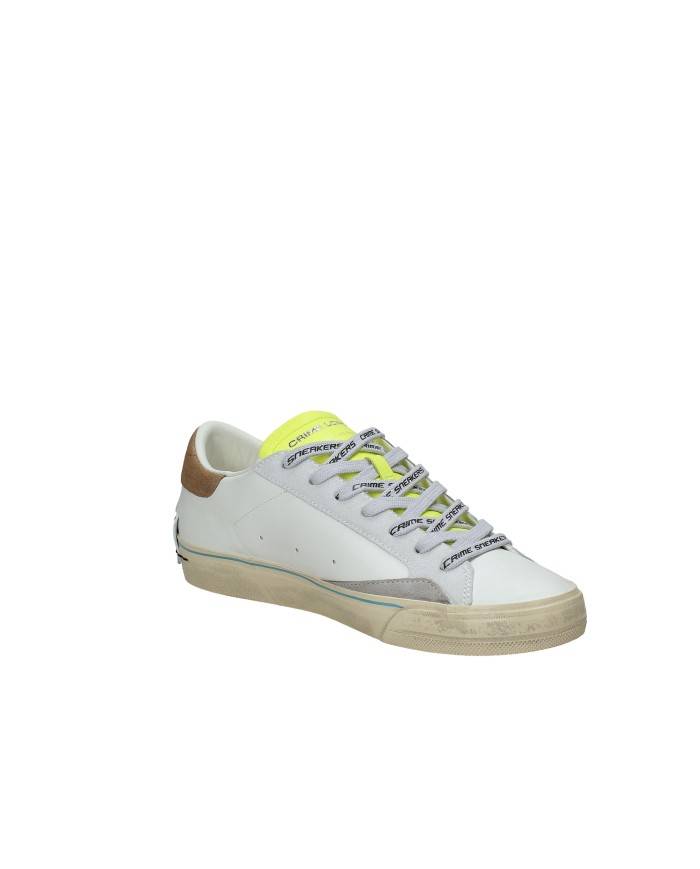 Crime London distressed.19051 Sneaker basse da uomo in pelle Bianco e Tan