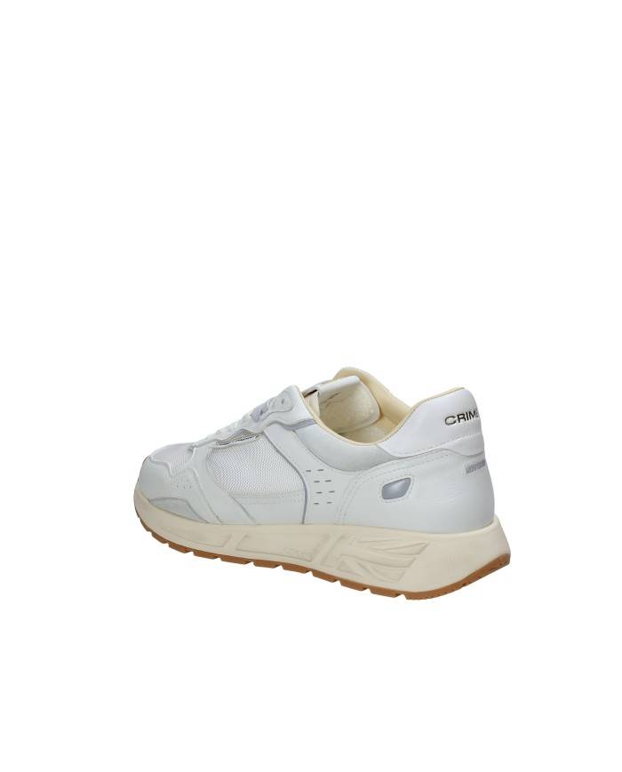 Crime London rush.19600 Sneaker da corsa uomo in pelle tessuto e mesch Bianco