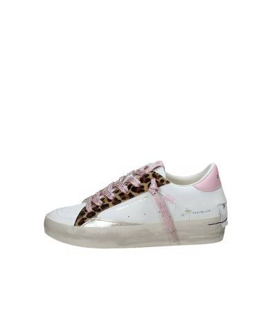 Crime London Sk8 Delux Wedge.29151 Sneaker basse da donna in pelle e camoscio Bianco e Rosa