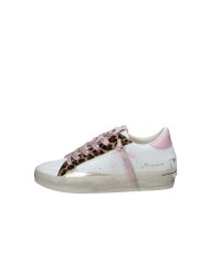 Crime London Sk8 Delux Wedge.29151 Sneaker basse da donna in pelle e camoscio Bianco e Rosa