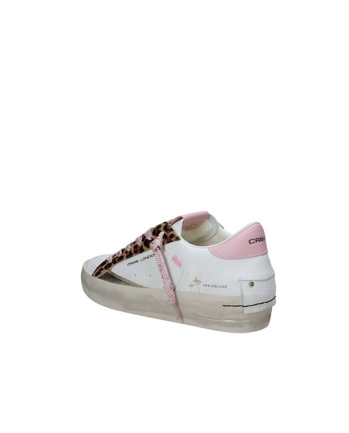 Crime London Sk8 Delux Wedge.29151 Sneaker basse da donna in pelle e camoscio Bianco e Rosa