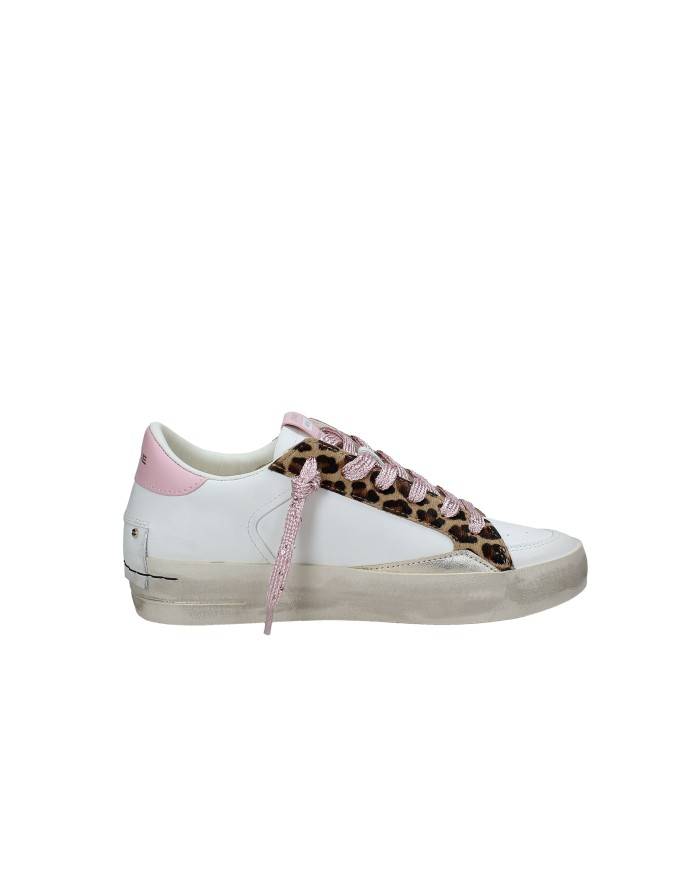 Crime London Sk8 Delux Wedge.29151 Sneaker basse da donna in pelle e camoscio Bianco e Rosa