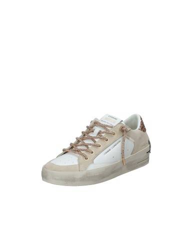 Crime London SK8 Deluxe Wedge.29154 Sneaker basse da donna in pelle e camoscio Bianco e Beige