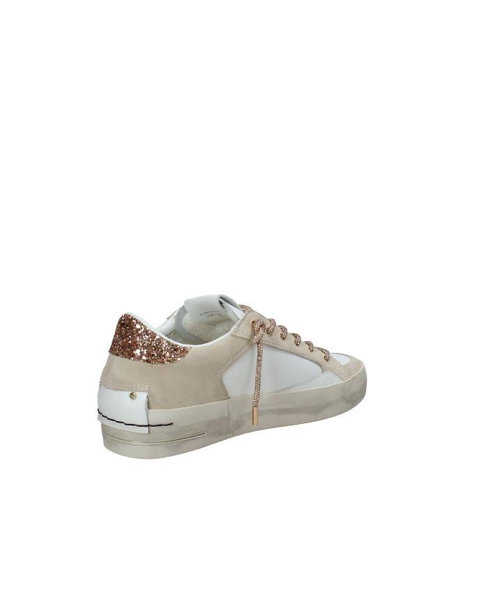 Crime London SK8 Deluxe Wedge.29154 Sneaker basse da donna in pelle e camoscio Bianco e Beige