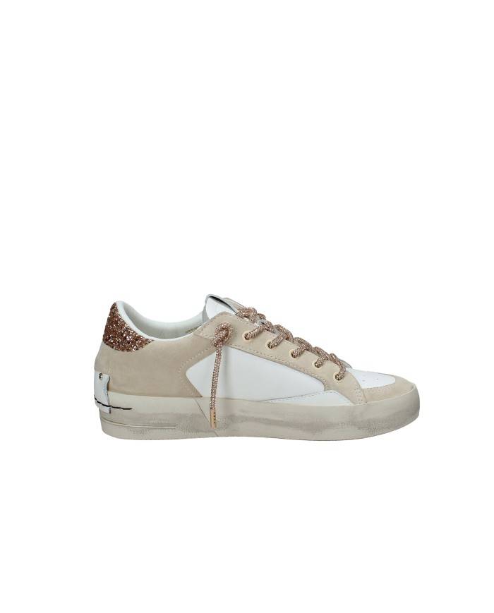 Crime London SK8 Deluxe Wedge.29154 Sneaker basse da donna in pelle e camoscio Bianco e Beige