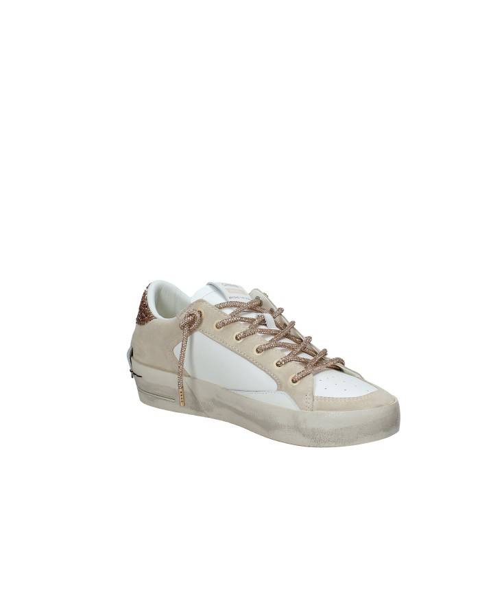 Crime London SK8 Deluxe Wedge.29154 Sneaker basse da donna in pelle e camoscio Bianco e Beige