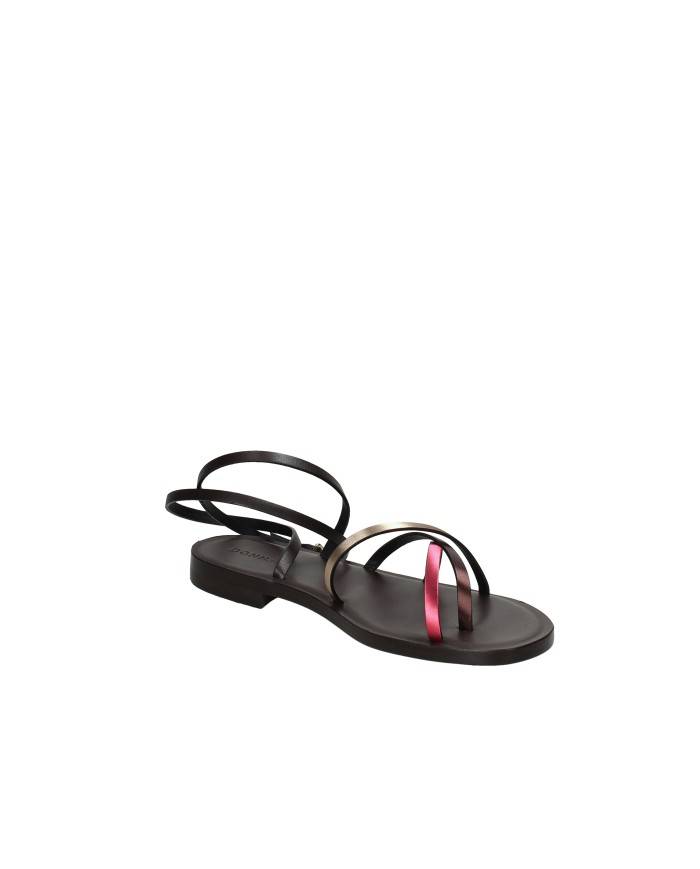 DonnaRì gd04a Sandalo basso infradito alla schiava in vera pelle e raso Testa Moro