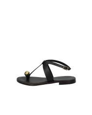 DonnaRì gd11a Sandalo basso con cinturino alla caviglia in pelle Nero