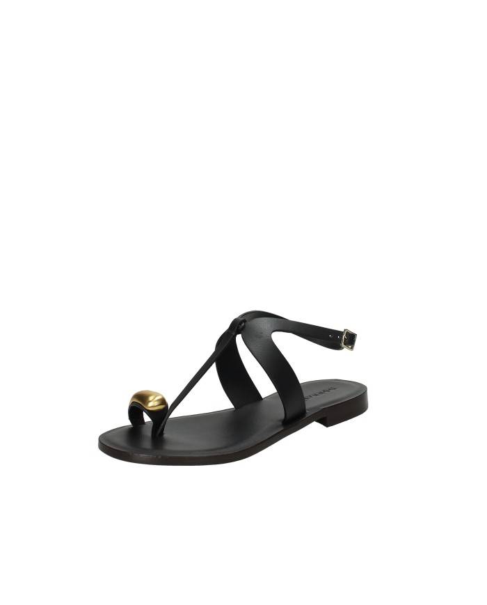 DonnaRì gd11a Sandalo basso con cinturino alla caviglia in pelle Nero