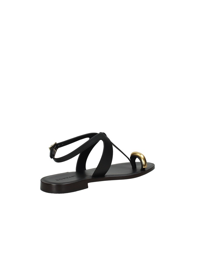 DonnaRì gd11a Sandalo basso con cinturino alla caviglia in pelle Nero