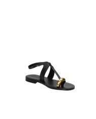 DonnaRì gd11a Sandalo basso con cinturino alla caviglia in pelle Nero