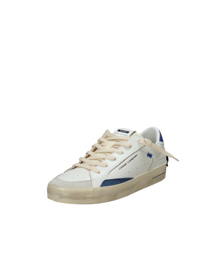 Crime London sk8 Delux.19107 Sneaker basse da uomo in pelle e camoscio Bianco e Blu