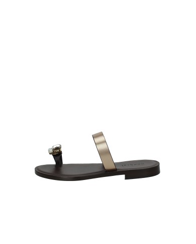 DonnaRì gd08a Sandalo infradito basso con gioiello e in pelle Taupe