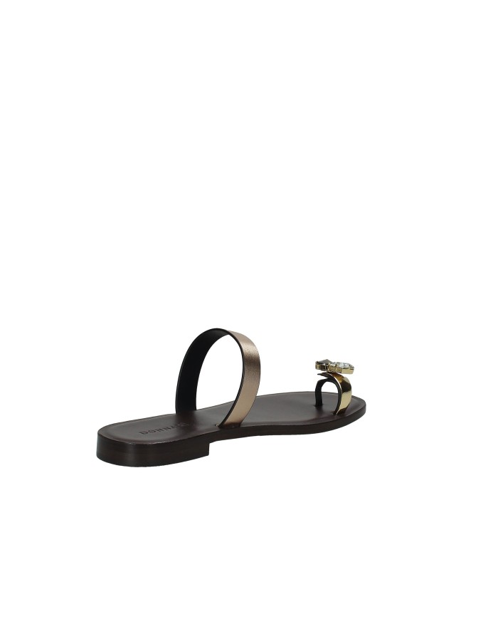 DonnaRì gd08a Sandalo infradito basso con gioiello e in pelle Taupe